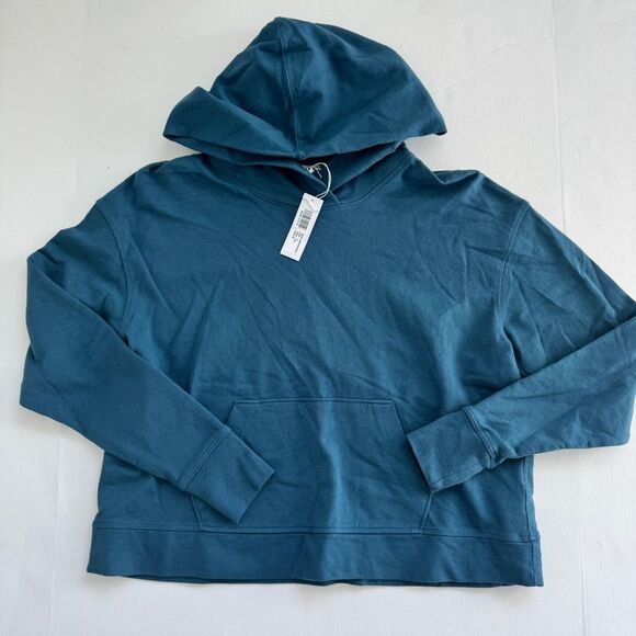 James Perse Hoodie Cropped Captain Blue Size 0 X-Small NWT - Picture 1 of 6